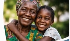 Older woman smiling with a young child